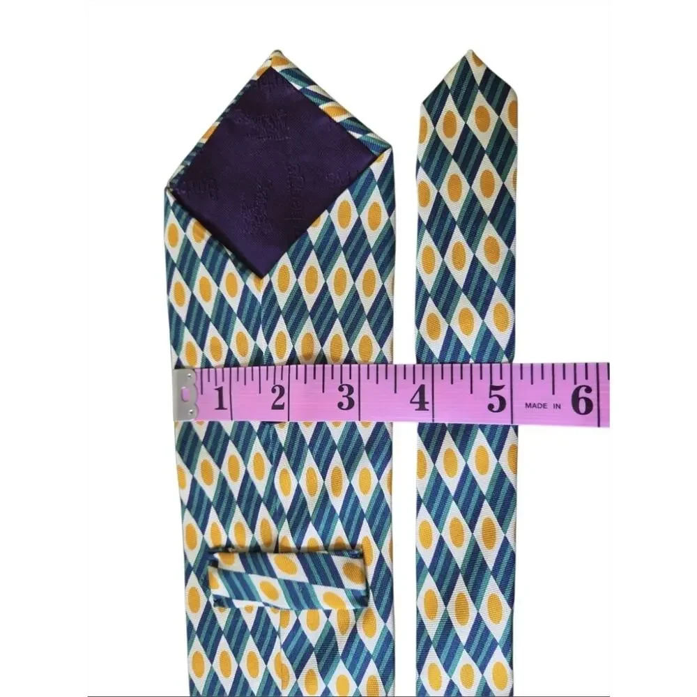 VTG Burberrys Of London Silk Tie Geometric Diamond Oval Pattern 70s Retro Mod
